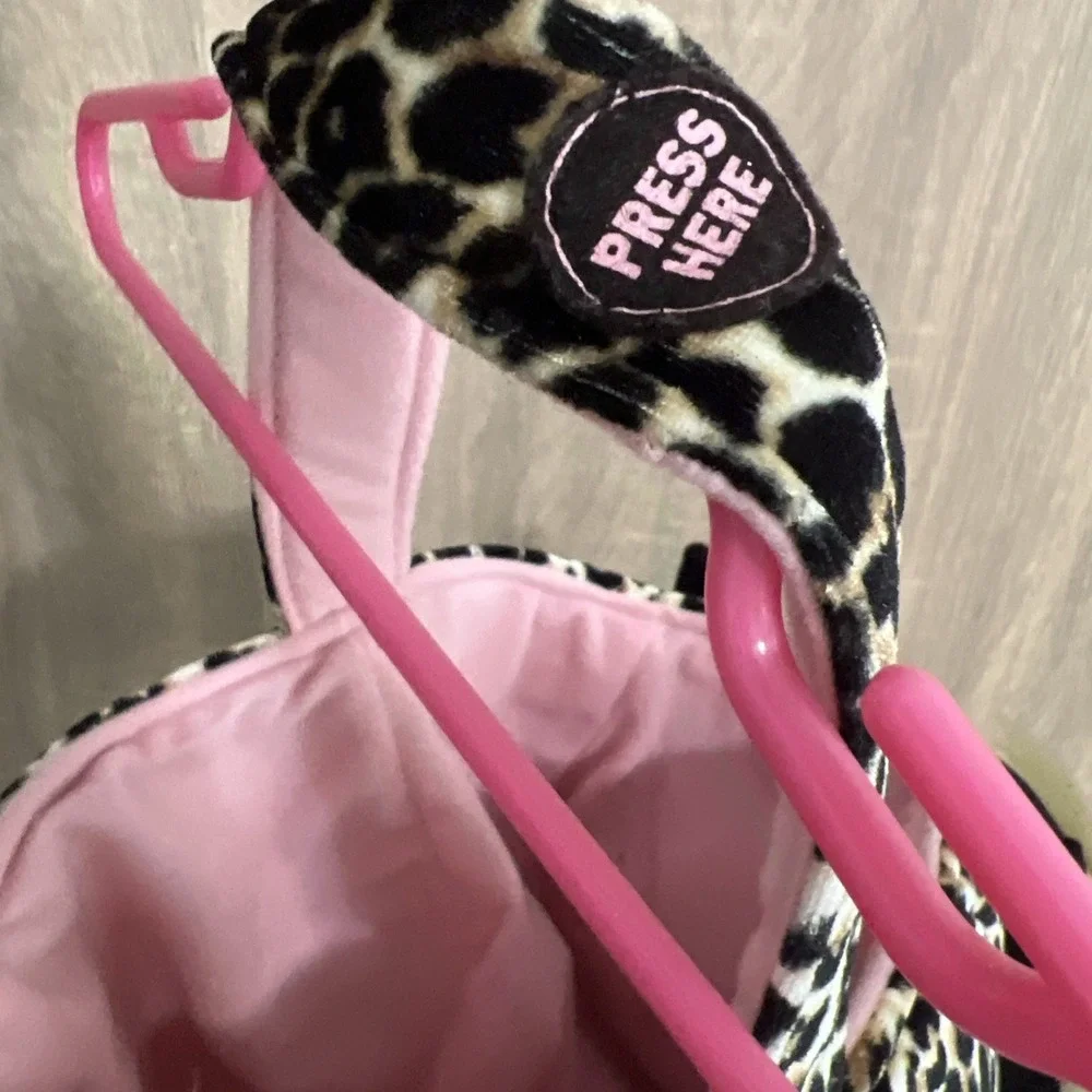 The Children's Place Leopard Print Black Plush Cat Treat Bucket‎ Bag Meow Works